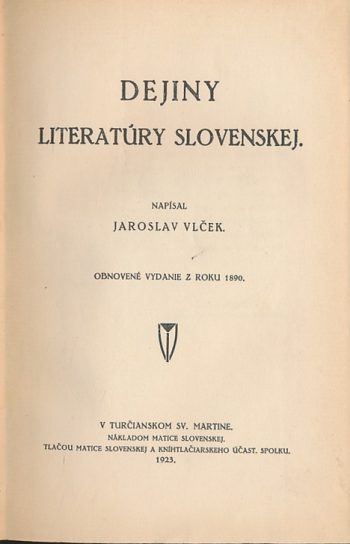 DEJINY LITERATÚRY SLOVENSKEJ