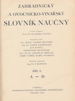 ZAHRADNICKÝ A OVOCNICKO-VINAŘSKÝ SLOVNÍK NAUČNÝ I.