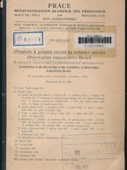 PŘÍSPĚVEK K POZNÁNÍ VARIABILITY VRÁPENCE MALÉHO