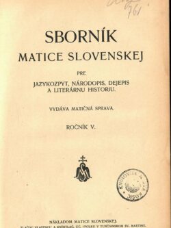 SBORNÍK MATICE SLOVENSKEJ 1927